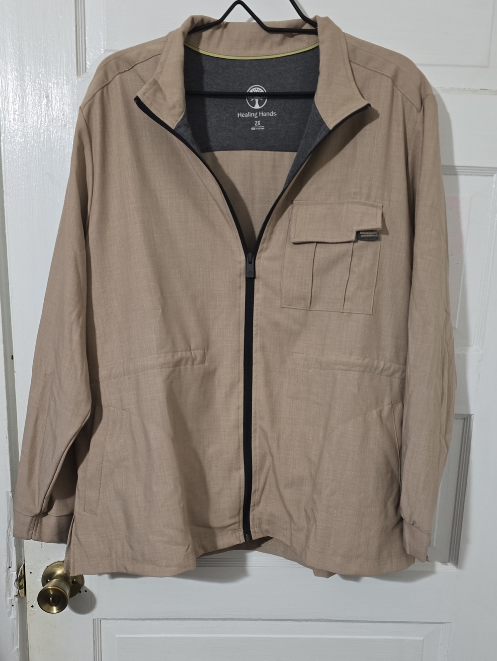 Healing Hands Zip-Up Jacket in Tan